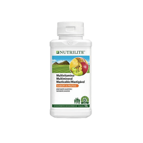 Botella de multivitaminas y minerales masticables Nutrilite con sabor a frutas