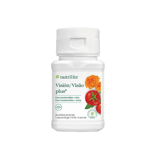 Botella de Visión Plus de Nutrilite con carotenoides, tomate y caléndula