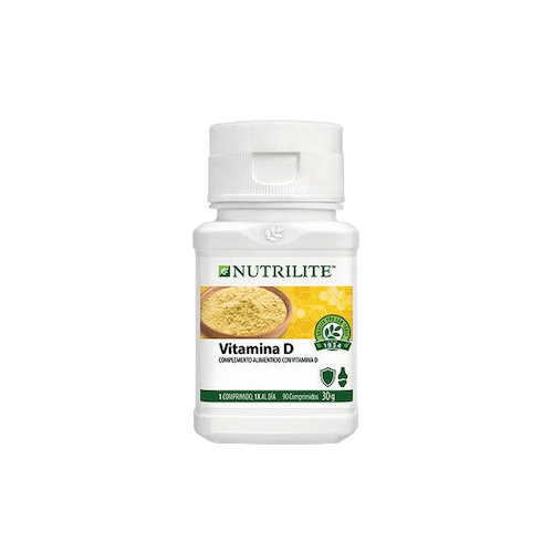 Botella de suplemento de Vitamina D de Nutrilite en formato comprimido